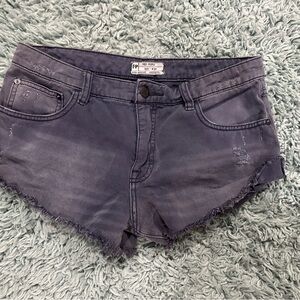 Free People Gray Jean Shorts Distressed Cut-Off Style